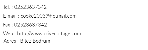 Olive Cottage telefon numaralar, faks, e-mail, posta adresi ve iletiim bilgileri